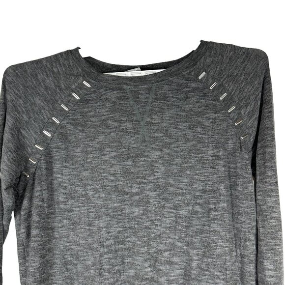 Daisy Fuentes Womens Long Sleeve Charcoal Gray Pullover Silver Stud Detail Sz L - Picture 4 of 8